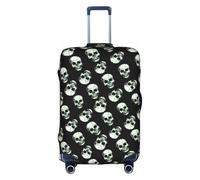 YBGHDAA Copertura per valigia nera con stampa di teschi con cerniera, fori per maniglia, materiale elastico mantiene i bagagli chiusi, ideale per i viaggi, bianco, S
