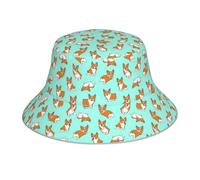 YBGHDAA Corgi, cappello da pescatore reversibile con stampa di un cane, cappello di sicurezza riflettente, cappello da sole su entrambi i lati, per sport all'aria aperta e campeggio, nero