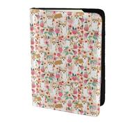 YBGHDAA Corgi, porta passaporto con stampa floreale e fiori, da viaggio, per donne e uomini, adatto a tutti i passaporti standard, Nero , Taglia unica