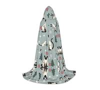 YBGHDAA Divertente mantello con cappuccio per adolescenti con gatto e albero, per cosplay, Halloween, strega, vampiro, mago, ballo in maschera