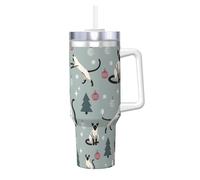 YBGHDAA Divertente tazza con stampa di gatto e albero da 1,18 l, con manico, in acciaio inox, a prova di perdite, per donne e uomini