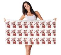YBGHDAA Elk Casa di Natale Stampa Peach Skin Velvet Beach Towel 69,5 "X55" Oversize Quick Dry Viaggio Per Palestra Campeggio