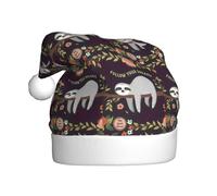 YBGHDAA Follow Your Dreams - Cappello natalizio in peluche con stampa bradipo con pompon bianco, per cerimonie annuali, spettacoli teatrali