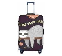 YBGHDAA Follow Your Dreams - Copertura per valigia con stampa bradipo con cerniera, fori per maniglie, materiale elastico mantiene i bagagli chiusi, ideale per i viaggi, bianco, S