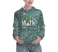 YBGHDAA Formulas Shapes Theory Matematica Lezione Parola Donna Termico Foderato Felpa con Cappuccio Inverno Pullover Con Taschino, Maniche Lunghe Maglioni Con Tasca, Nero , M