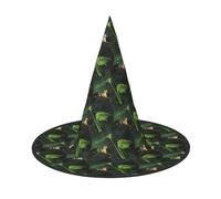 YBGHDAA Frog And Rain Printing 2 Pack Halloween Hat Witch Cappelli per feste Pieghevole Leggero Gioco di ruolo Caps per Cosplay