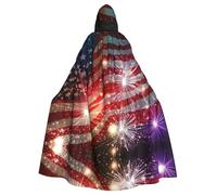 YBGHDAA Fuochi d'artificio bandiera americana mantello luminoso con cappuccio mantello, mantello con cappuccio a lunghezza intera per il giorno di San Patrizio, travestimento di Halloween