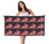 YBGHDAA Fuochi d'artificio Bandiera Americana Stampa Luminoso Peach Skin Velvet Beach Towel 69,5 "X55" Oversize Quick Dry Viaggio Per Palestra Campeggio