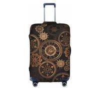 YBGHDAA Gears Clock Bronze Century stampa valigia copertura con cerniera, fori per maniglia, materiale elastico mantiene i bagagli chiusi, ideale per i viaggi, bianco, L