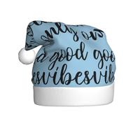 YBGHDAA Good Vibes - Cappello natalizio in peluche per adulti, con pompon bianco, per cerimonie annuali, spettacoli teatrali