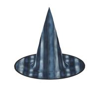 YBGHDAA Gradiente Blu Denim Stampa 2 Pack Halloween Cappello Strega Cappelli Per Feste Pieghevole Leggero Gioco di Ruolo Caps Per Cosplay