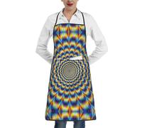 YBGHDAA Grembiule da chef con stampa a spirale con illusione ottica Gif per donne con tasca, grembiule stampato impermeabile con cravatta lunga per cucinare, cuocere al forno, giardinaggio
