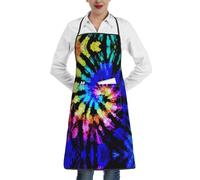 YBGHDAA Grembiule da chef con stampa tie dye per donne, con tasca, impermeabile, con cravatta lunga, per cucinare, cuocere al forno, giardinaggio
