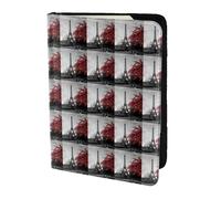 YBGHDAA Grigio Parigi Torre Eiffel Paesaggio urbano fiore rosso stampa passaporto titolare viaggio must-have per donne uomini carta passaporto portafoglio adatto a tutti i passaporti standard, Nero