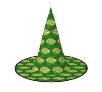 YBGHDAA Happy St. Patrick'S Day Stampa 2 Pack Cappello di Halloween Cappelli da strega per feste Pieghevole Leggero Gioco di ruolo Cappelli per Cosplay