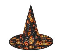 YBGHDAA Heaps Of Orange Monarch Butterflies Printing 2 Pack Halloween Hat Witch Cappelli per feste Pieghevole Leggero Ruolo Cappelli per Cosplay