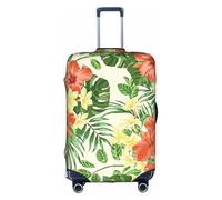 YBGHDAA Hojas Tropicales Y Flores - Copertura per valigia con cerniera, fori per maniglia, materiale elastico mantiene i bagagli chiusi, ideale per i viaggi, bianco, M
