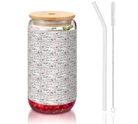 YBGHDAA I Love You Words with Hearts Printing 1 pz bicchieri con coperchio e cannuccia, 473,6 g, bicchieri in vetro ideali per whisky, birra, tè