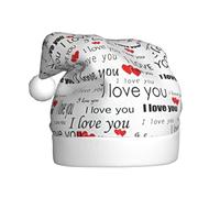 YBGHDAA I Love You Words With Hearts stampa adulto peluche cappello di Natale con pompon bianco cerimonie annuali berretti spettacoli teatrali Cap