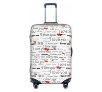 YBGHDAA I Love You Words with Hearts stampa valigia cover con cerniera, fori per maniglie, materiale elastico mantiene i bagagli chiusi, ideale per i viaggi, bianco, XL