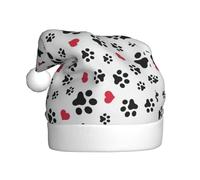 YBGHDAA Love Cat Paw Cuore Cucciolo Piede Stampa Adulto Peluche Cappello di Natale Con Pom Pom Bianco Cerimonie Annuali Caps Stage Performance Cap