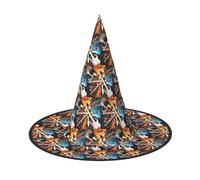 YBGHDAA Magia Chitarra Elettrica Musica Stampa 2 Pack Halloween Cappello Strega Cappelli Per Feste Pieghevole Leggero Ruolo Cappelli Per Cosplay