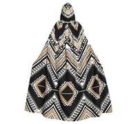 YBGHDAA Mantello a zigzag nero e bianco marrone chiaro con cappuccio, mantello con cappuccio a lunghezza intera per il giorno di San Patrizio, travestimento di Halloween