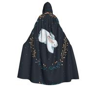 YBGHDAA Mantello bianco carino coniglio con cappuccio mantello,mantello con cappuccio a lunghezza intera per il giorno di San Patrizio,Halloween Dress-Up