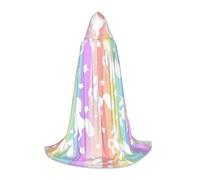 YBGHDAA Mantello con cappuccio per adolescenti, con unicorni su strisce colorate, per cosplay, Halloween, strega, vampiro, mago, ballo in maschera