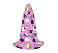 YBGHDAA Mantello con cappuccio per cosplay, Halloween, strega, vampiro, mago, ballo in maschera, costume da porcellini d'India e Cupcakes