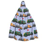 YBGHDAA Mantello da vampiro con cappuccio per adulti con scritta "I Love Garbage Trucks Printing" per Halloween, 140 cm, ideale per feste a tema