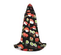 YBGHDAA Mantello giapponese con cappuccio per sushi e gamberetti, per cosplay, Halloween, strega, vampiro, mago, ballo in maschera