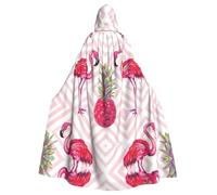 YBGHDAA Mantello rosa fenicottero ananas con cappuccio mantello,Mantello con cappuccio a lunghezza intera per San Patrizio,Halloween Dress-Up