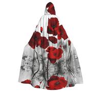 YBGHDAA Mantello rosso a forma di papavero con cappuccio, mantello con cappuccio a lunghezza intera, per il giorno di San Patrizio, travestimento di Halloween