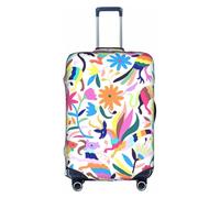 YBGHDAA Mexican Otomi Animals stampa valigia copertura con cerniera, fori per maniglia, materiale elastico mantiene i bagagli chiusi, ideale per i viaggi, bianco, L