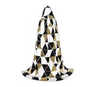 YBGHDAA Moda Moderno Nero Bianco Oro Triangoli Teen Cappuccio Mantello Mantello Per Cosplay Halloween Partito Strega Vampiro Mago Costume Da Ballo In Maschera