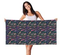 YBGHDAA Ocean Pesce Sottomarino Stampa Pesca Pelle di Velluto Telo Mare 60 x 140 cm Oversize Quick Dry Viaggio Per Palestra Campeggio