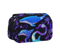 YBGHDAA Ocean Whale Fish stampa matita caso gel penne titolare organizzatore borsa portatile artista pittura matita sacchetto, Nero , Taglia unica, Organizer per borse