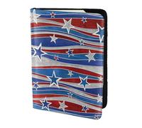 YBGHDAA Patriotic Stars Stripes Independence Day stampa passaporto titolare viaggio must have per donne uomini carta passaporto portafoglio adatto a tutti i passaporti standard, Nero , Taglia unica
