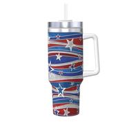 YBGHDAA Patriotic Stars Strips Independence Day Printing - Tazza da 1,18 l, con manico, in acciaio inox, a prova di perdite, per donne e uomini