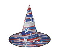 YBGHDAA Patriotic Stars Strisce Giorno dell'Indipendenza Stampa 2 Pack Cappello di Halloween Cappelli da strega per feste Pieghevole Leggero Ruolo Cappelli per Cosplay