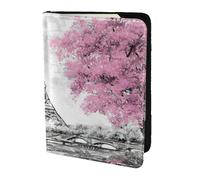 YBGHDAA Pittura a olio Parigi Torre Eiffel stampa passaporto titolare viaggio must-have per donne uomini carta passaporto portafoglio misura tutti i passaporti standard, Nero , Taglia unica