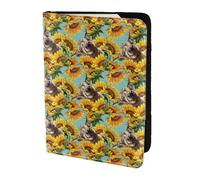 YBGHDAA Porta passaporto con mucca con girasoli in stampa blu da viaggio must have per donne uomini carta passaporto portafoglio adatto a tutti i passaporti standard, Nero , Taglia unica