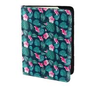 YBGHDAA Porta passaporto con stampa a fiori rosa Hawaii da viaggio indispensabile per donne e uomini portafoglio passaporto adatto a tutti i passaporti standard, Nero , Taglia unica