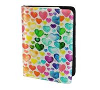 YBGHDAA Porta passaporto con stampa di cuori arcobaleno da viaggio, indispensabile per donne e uomini, adatto a tutti i passaporti standard, Nero , Taglia unica