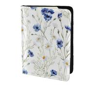 YBGHDAA Porta passaporto con stampa di fiori selvatici e fiordalisi margherite, da viaggio, indispensabile per donne e uomini, adatto a tutti i passaporti standard, Nero , Taglia unica