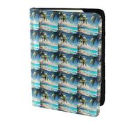 YBGHDAA Porta passaporto con stampa di palme su oceano blu mare oceano viaggio must have per donne uomini carta passaporto portafoglio adatto a tutti i passaporti standard, Nero , Taglia unica