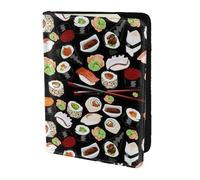 YBGHDAA Porta passaporto giapponese con stampa nera sushi da viaggio indispensabile per donne uomini carta passaporto portafoglio adatto a tutti i passaporti standard, Nero , Taglia unica