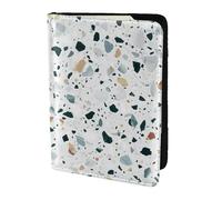 YBGHDAA Porta passaporto in marmo color terrazzo, con stampa pastello, da viaggio, indispensabile per donne e uomini, adatto a tutti i passaporti standard, Nero , Taglia unica