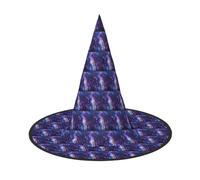 YBGHDAA Starry Night Sky Deep Printing 2 Pack Halloween Hat Witch Cappelli per feste Pieghevole Leggero Gioco di ruolo Caps per Cosplay